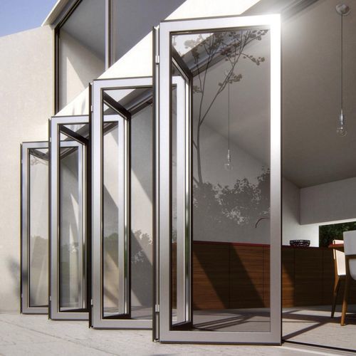 Baie vitrée coulissante - RABEL 3650 - RABEL SYSTEMS - pliante / 2 vantaux / grande hauteur