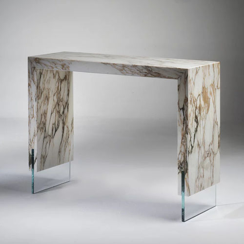 Console contemporaine - PORTA ROMANA - pasut design - en marbre / avec piètement en verre / avec piètement en marbre