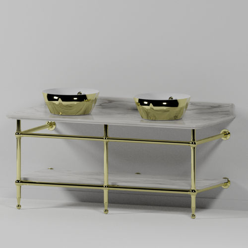 Console pour lavabo en chrome - WS3DFX - Opus Bathrooms - en laiton poli / en marbre
