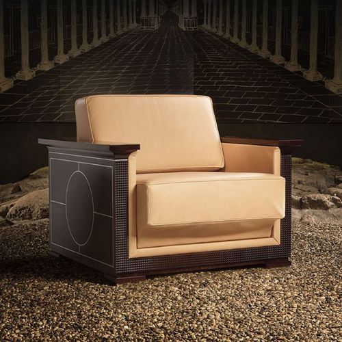 Fauteuil contemporain - Nouvel Espace Furniture - en velours / en cuir / en chêne