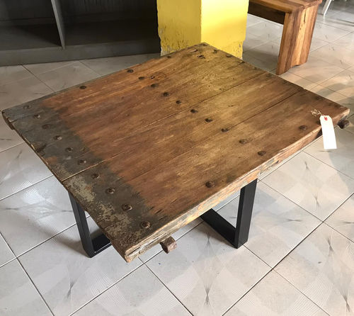 Table basse rustique - MC-40 - El roure vell - en bois / avec piètement en fer / rectangulaire