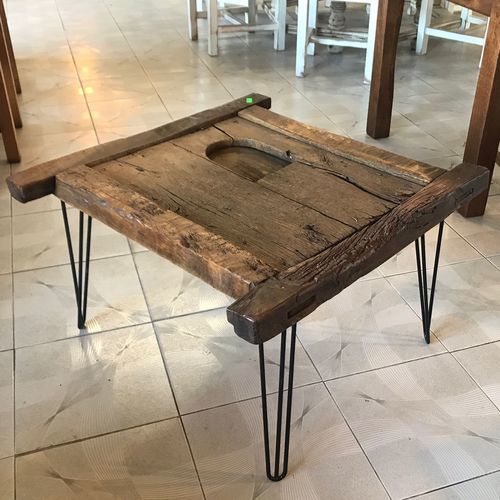 Table basse rustique - MC-37 - El roure vell - en bois / avec piètement en acier / carrée