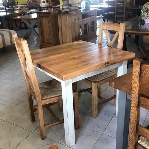 Table bistrot contemporaine - T-47 - El roure vell - en chêne / avec piètement en chêne / carrée