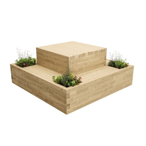 Jardinière en pin - ARISAIG - WoodBlocX Ltd - carrée / sur mesure / avec banc intégré