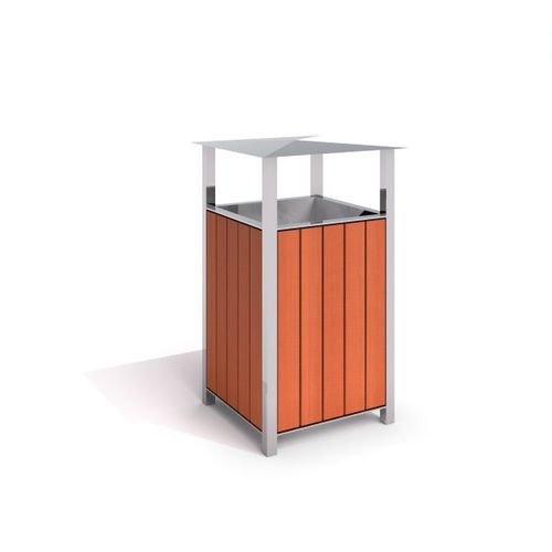 Poubelle publique - URBAN FURNITURE : SAFIRO - Inter System - sur pied / en acier inoxydable / en bois