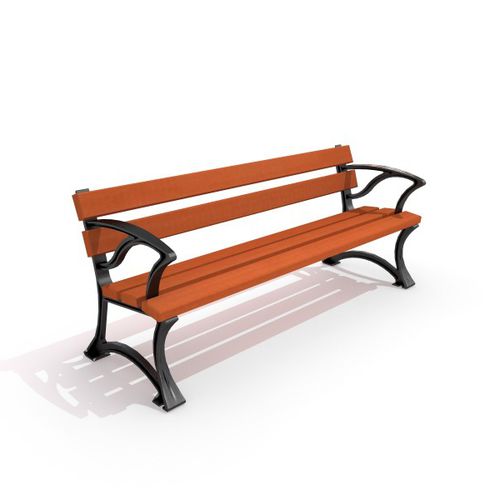 Banc public classique - URBAN FURNITURE : BERILIO - Inter System - en bois / en fonte / avec dossier