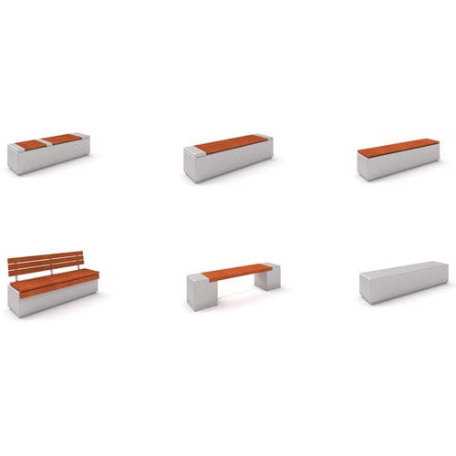 Banc public contemporain - URBAN FURNITURE : TOPAZO - Inter System - en bois / en béton / avec dossier