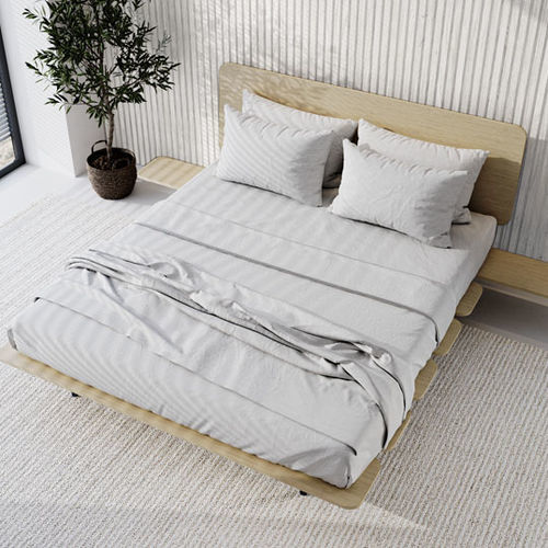 Lit double - Ída - Kaissu - design minimaliste / avec tête de lit / avec tables de chevet