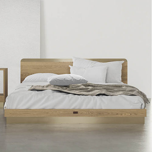 Lit double - Vira Gold - Kaissu - design minimaliste / avec tête de lit / écolabel FSC