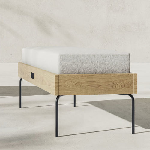 Banquette design minimaliste - Ehe - Kaissu - en tissu / avec piètement en acier à revêtement par poudre / en bois