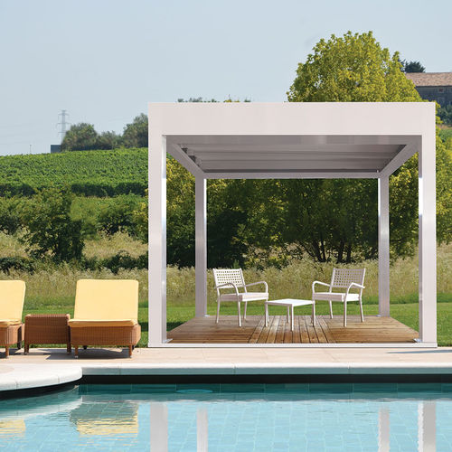 Pergola autoportée - Manta Space - Eredi di Pozza, IL PARCO - en aluminium / couverture coulissante en toile PVC / motorisée