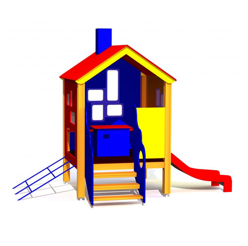 Cabane pour enfant pour aire de jeux - COTTAGE WITH SLIDE   - Tiptiptap - au sol