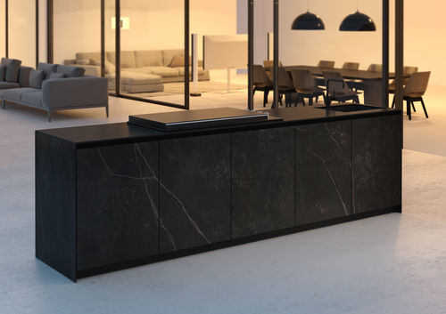Îlot de cuisine d'extérieur - N1 SYSTEM - DEKTON KELYA - Novara Outdoor Kitchens - de grande taille / noir