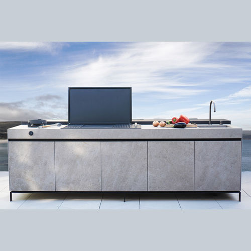 Îlot de cuisine en pierre - AIR System - Novara Outdoor Kitchens - en métal / en grès cérame / de taille moyenne