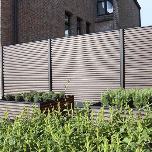 Clôture à panneaux - FUSION - Formino - de jardin / en aluminium / en padouk