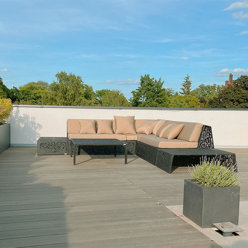 Salon de jardin contemporain - LAVA LOUNGE - Unknown Nordic - en tissu / en pierre de lave / en fibre de basalte