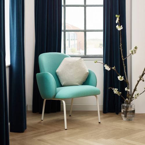 Fauteuil contemporain - DOST - puik - en tissu / gris / blanc