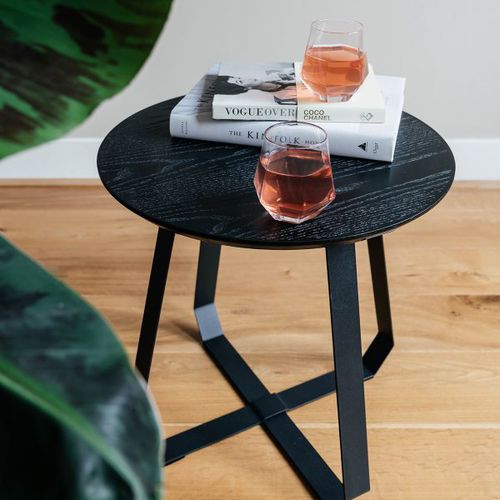 Table d'appoint contemporaine - SHUNAN - puik - en frêne / avec piètement en acier / ronde