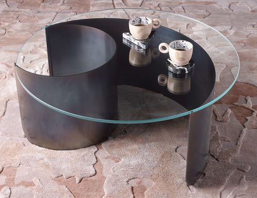 Table basse contemporaine - WAVE - KIN & COMPANY - en verre / avec piètement en acier / ronde