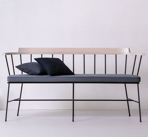 Banc contemporain - MIM 757 - Vergés - en bois massif / en métal / en tissu