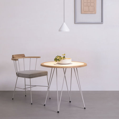Table contemporaine - MIM 765 - Vergés - en bois massif / en stratifié / avec piètement en métal