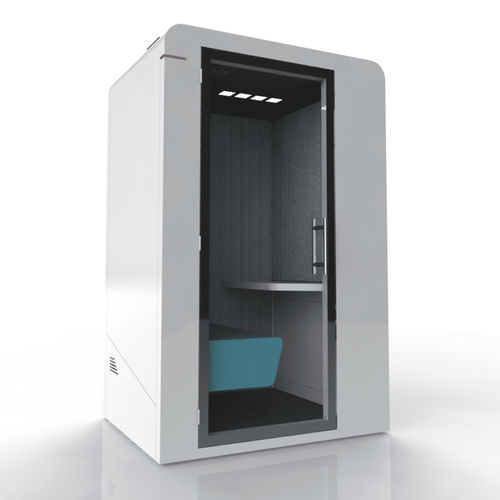 Bureau POD acoustique - PROCYON UNO - SBS - ergonomique / avec éclairage LED intégré / en verre