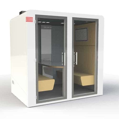 Bureau POD acoustique - PROCYON QUATRO - SBS - avec éclairage LED intégré / en verre / pour open space