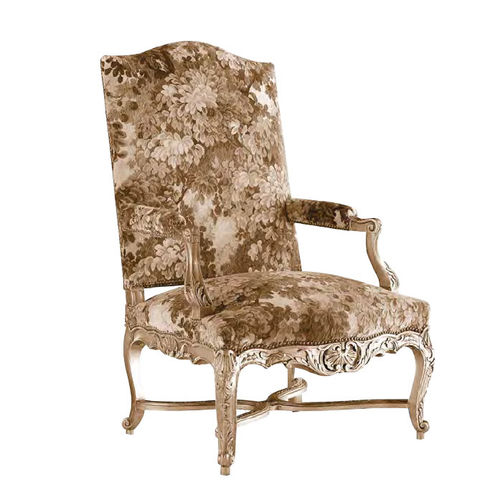 Fauteuil de style Louis XIV - FA46 - Henryot & Cie - en tissu / en bois / avec dossier haut