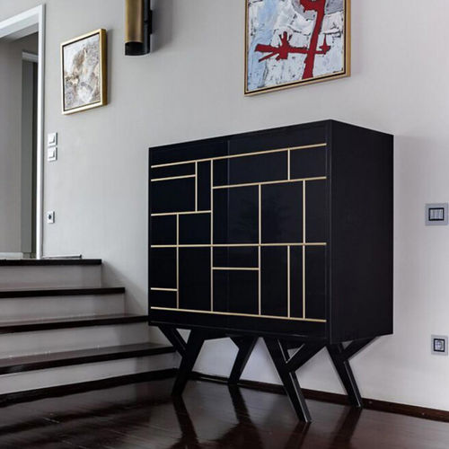 Meuble bar contemporain - CRONUS - ANAKTAE - en bois laqué / sur mesure / noir
