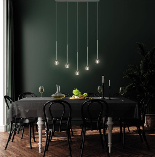 Lustre contemporain -  LT 5 CRISTAL LINEAIRE - ISA MOSS - en cristal / en acier laqué / 5 ampoules