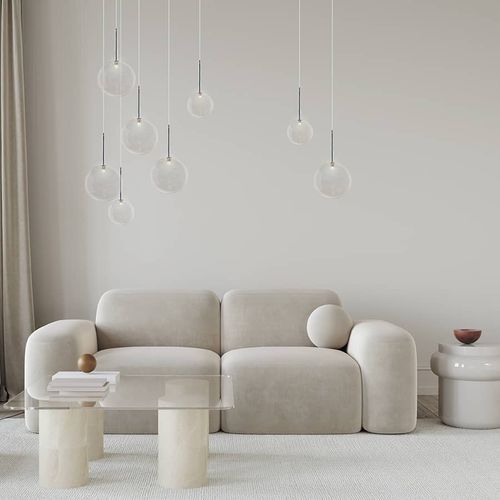 Lustre contemporain - B5 BULLE LINEAIRE - ISA MOSS - en verre soufflé / 5 ampoules / à boules