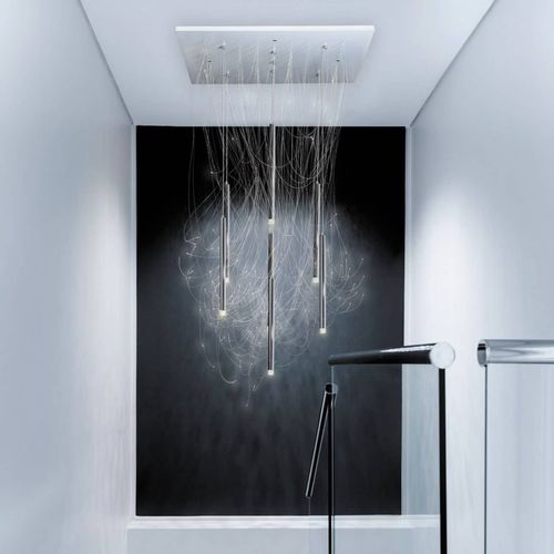 Lustre contemporain - 3770024154504  - ISA MOSS - en aluminium / en acier chromé / 7 ampoules