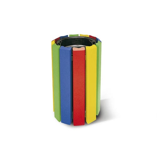Poubelle publique - Arc en ciel - Activia Mobilier Urbain - en acier / en bois exotique / sans couvercle