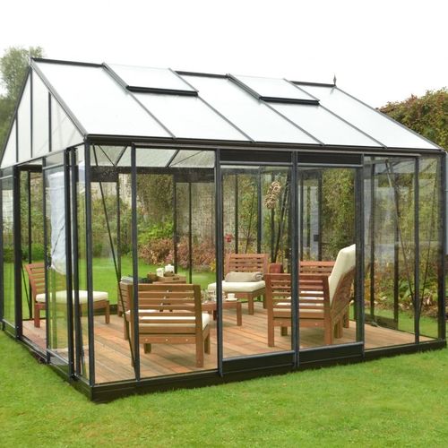 Serre de jardinage - R4 - ACD - monochapelle / structure en aluminium / en verre