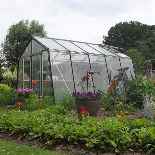 Serre de jardinage - S1 - ACD - monochapelle / structure en aluminium / en verre