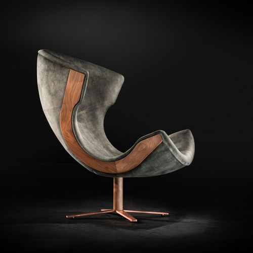 Chauffeuse contemporaine - NAUTILUS - Ziemann Home Design - en noyer américain / en acier cuivré / grise