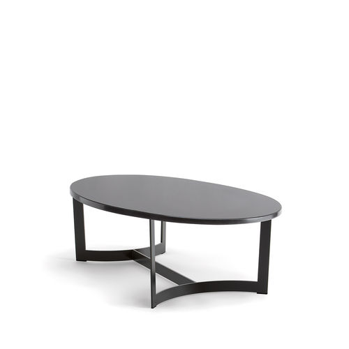 Table basse contemporaine - HUGO 088 H30 NO - TIROLO SRL - en bois massif / en marbre / avec piètement en métal chromé
