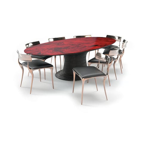 Table à manger contemporaine - REDWOOD - Thomas Mucha - en chêne / en bois laqué / avec piètement en bois