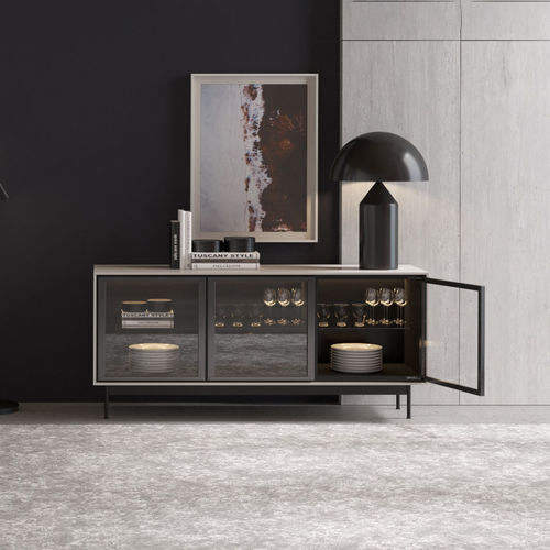 Buffet contemporain - MODE - ITALIANELEMENTS - en MDF / en métal / en verre fumé