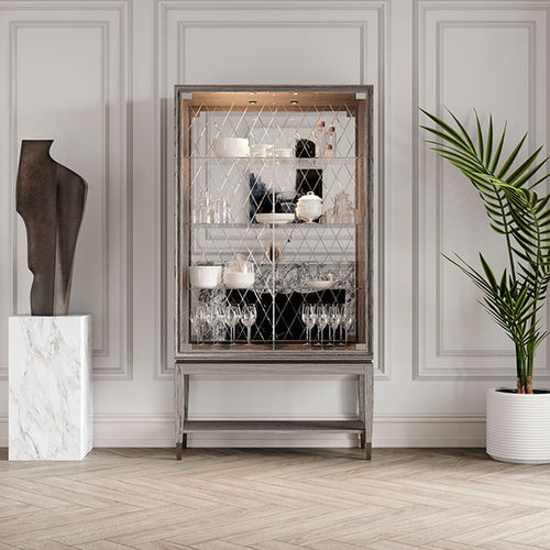 Vitrine classique - SILVERLINE - ITALIANELEMENTS - sur piétement / en verre / en frêne