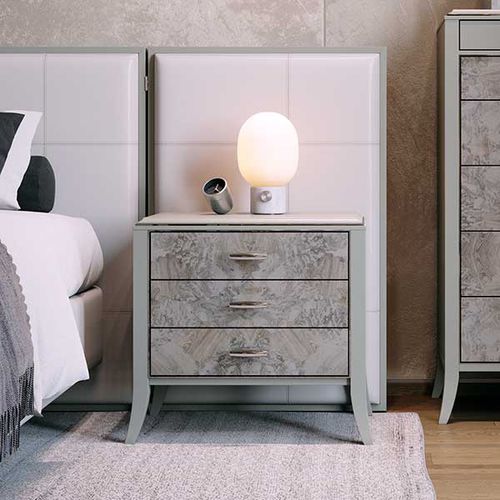 Table de chevet classique - RELIEF - ITALIANELEMENTS - en bois laqué / en MDF laqué / avec piètement en bois massif