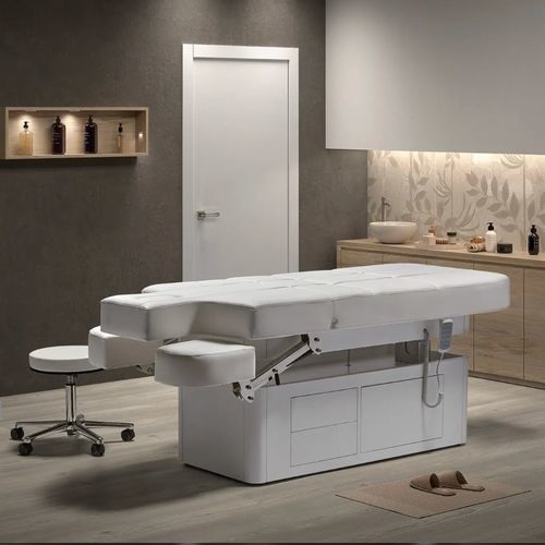 Table de massage électrique - Mudra - Esthetica Spa and Salon Resources Private Limited - bois / en placage de bois / en acier inoxydable