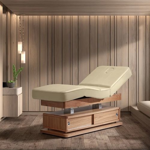 Table de massage électrique - Mudit - Esthetica Spa and Salon Resources Private Limited - bois / en tissu enduit PVC / en mousse