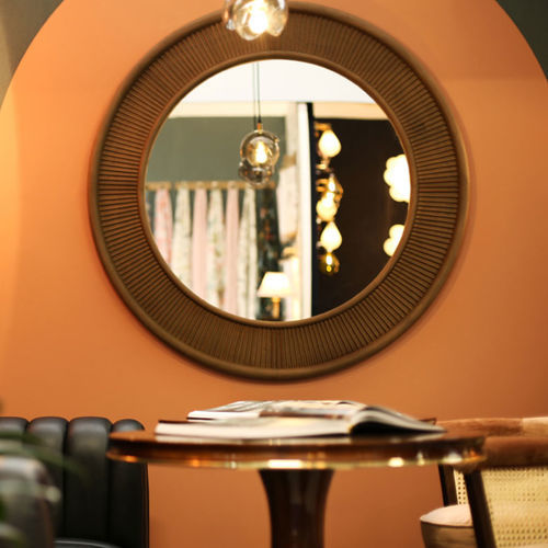 Miroir mural - Francis - WOOD TAILORS CLUB - contemporain / rond / en bronze