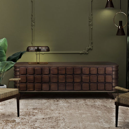 Buffet contemporain - Elliott - WOOD TAILORS CLUB - en chêne / en noyer / en laiton brossé