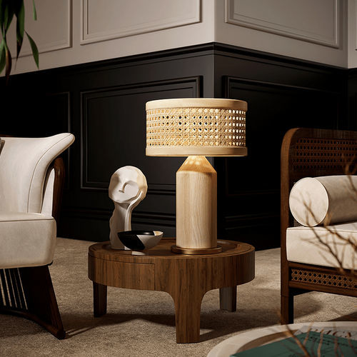 Lampe de table - Hamilton - WOOD TAILORS CLUB - en laiton poli / en laiton brossé / en noyer