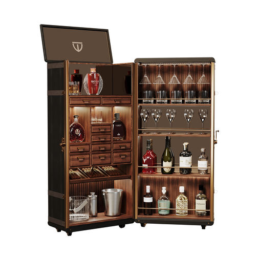 Meuble bar contemporain - Bowmore - WOOD TAILORS CLUB - en noyer / en chêne / en laiton