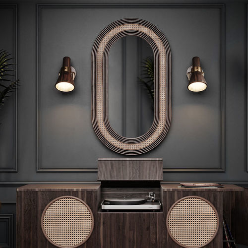 Miroir mural - Hudson - WOOD TAILORS CLUB - contemporain / ovale / en bronze