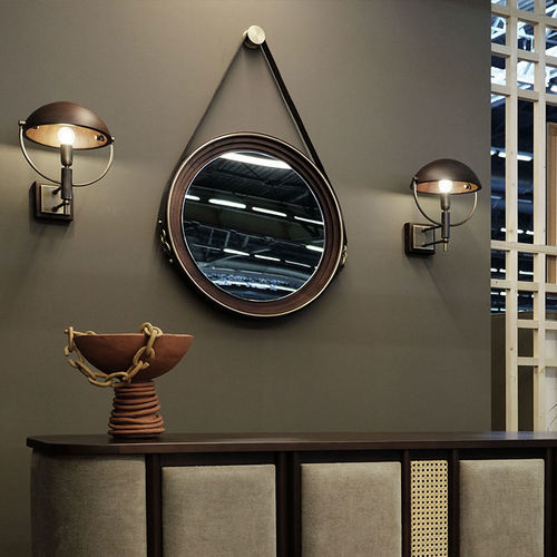Miroir mural - Reynolds - WOOD TAILORS CLUB - contemporain / rond / en laiton brossé