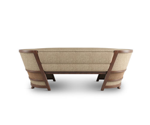 Banquette contemporaine - Lord - WOOD TAILORS CLUB - en lin / avec piètement en noyer / en bois